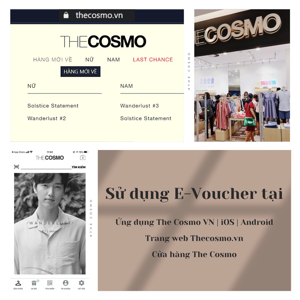 Toàn Quốc [E-Voucher] Giảm 30% tối đa 150k khi mua sản phẩm thời trang tại The Cosmo