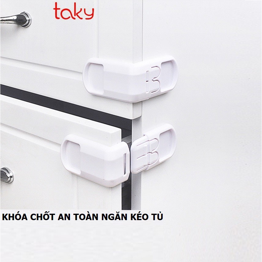 Chốt Góc - Taky, Khóa Tủ Ngăn Kéo Tránh Em Bé Tự Mở Tủ - Tiện Dụng Cho Mẹ - An Toàn Cho Bé - 3109