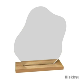 Gương trang điểm bằng acrylic không đối xứng kèm chân đế bằng gỗ trang trí
