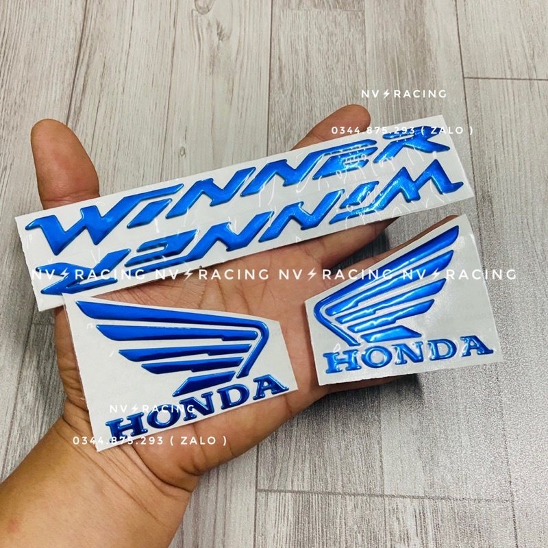 Tem dán chữ nổi Winner, logo cánh chim hàng 1:1 dán như zin chống thấm nước và bay màu