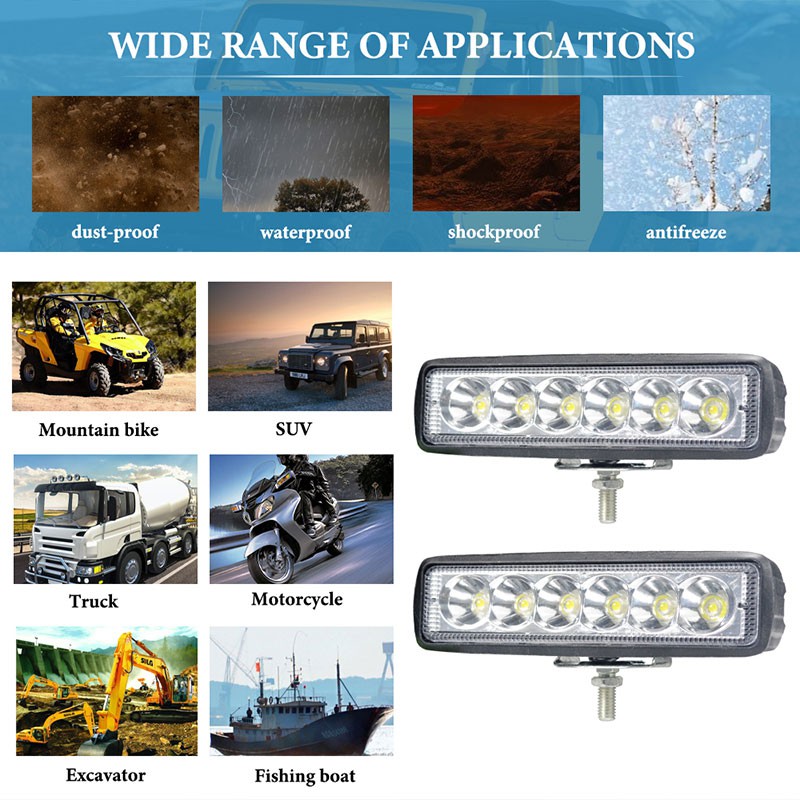 Bảng Đèn LED Kevanly 6 Bóng 18W Ánh Sáng Trắng Cho Xe Hơi