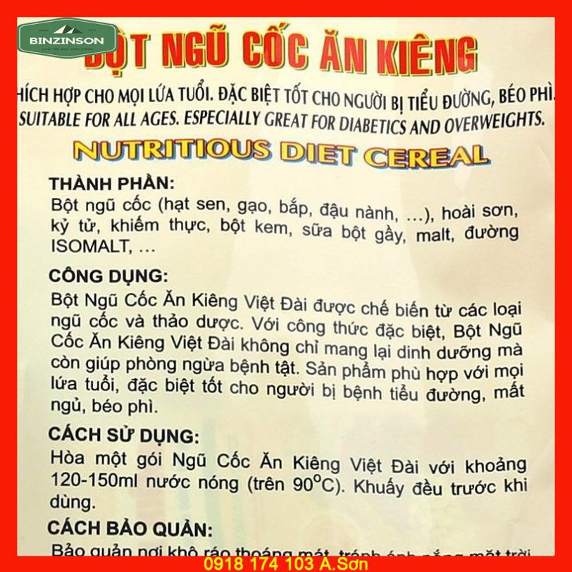 Bột Ngũ Cốc Ăn Kiêng Việt Đài 600g [ COMBO 9 TÚI ] - TẶNG MẶT NẠ SÂM CAO CẤP HÀN QUỐC