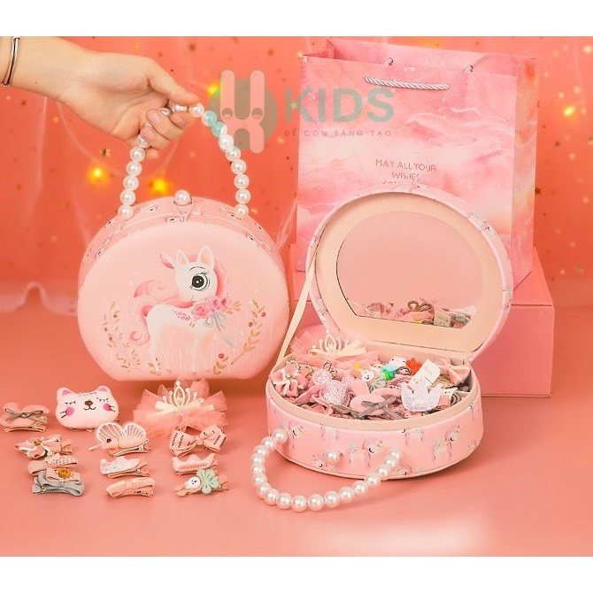 Túi xách ngựa Pony dễ thương, đựng phụ kiện trang sức vòng tay, kẹp tóc, vòng tay dây chuyền cho bé gái