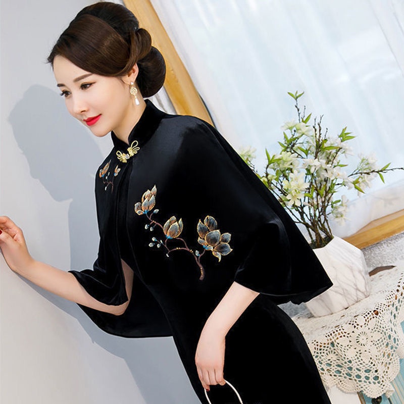 Áo Khoác Kiểu Sườn Xám Thêu Họa Tiết Thời Trang Xuân Thu Xinh Xắn Cho Nữ