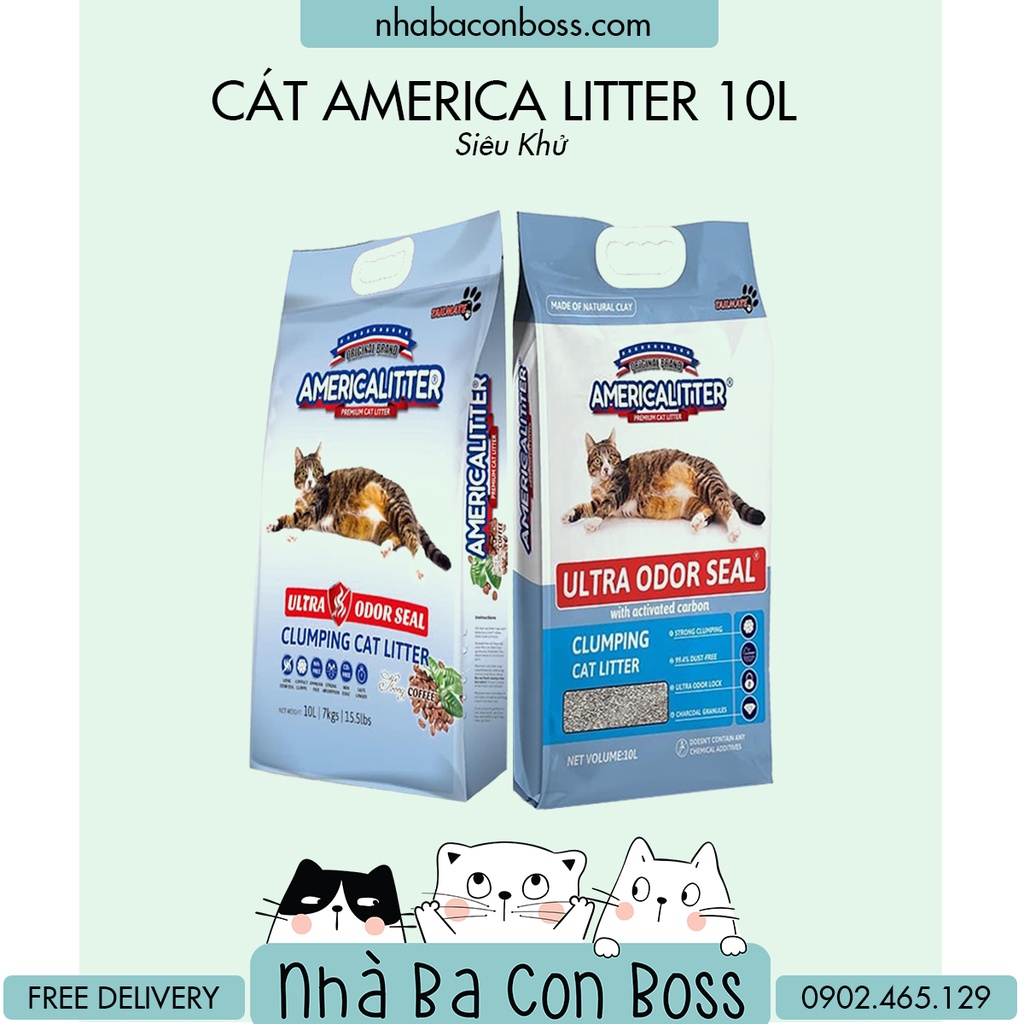[Mã 44FMCGSALE1 giảm 10% đơn 250K] Cát đất sét vệ sinh cho mèo - America Litter 10L