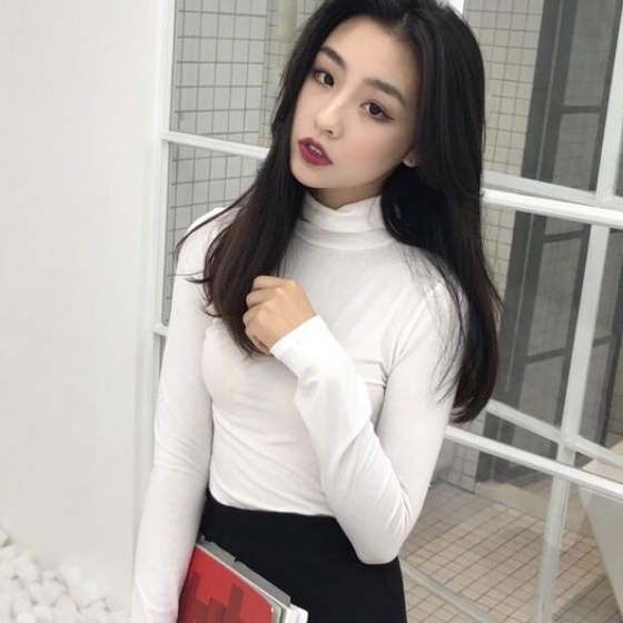 Áo thun body cổ lọ tay dài chất thun lụa mặc mát ( VIDEO THẬT).