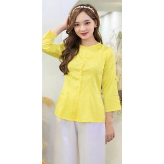 Bộ Bà Ba Lụa Gấm + Quần TRẮNG Đi Lễ Chùa - Đồ Lam Nữ Đi Chùa AL010