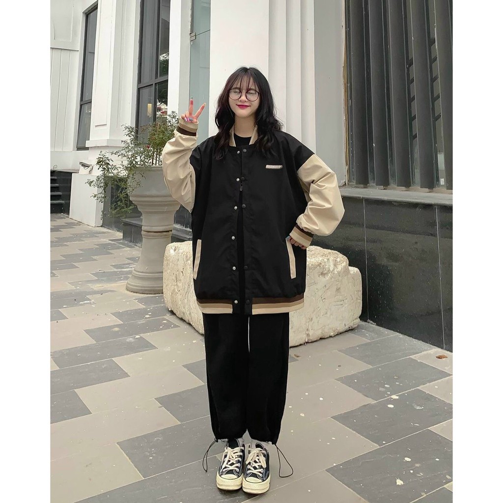 Áo Khoác Dù Bomber Bóng Chày Thêu Sumersweater Form Rộng