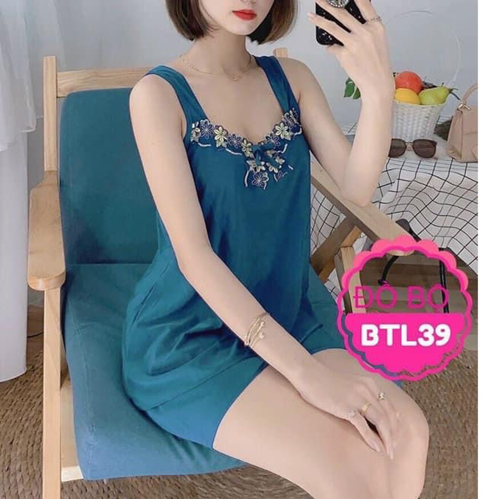 Đồ mặc nhà mẫu đùi 2 dây thun lạnh mềm mát free size dưới 60kg