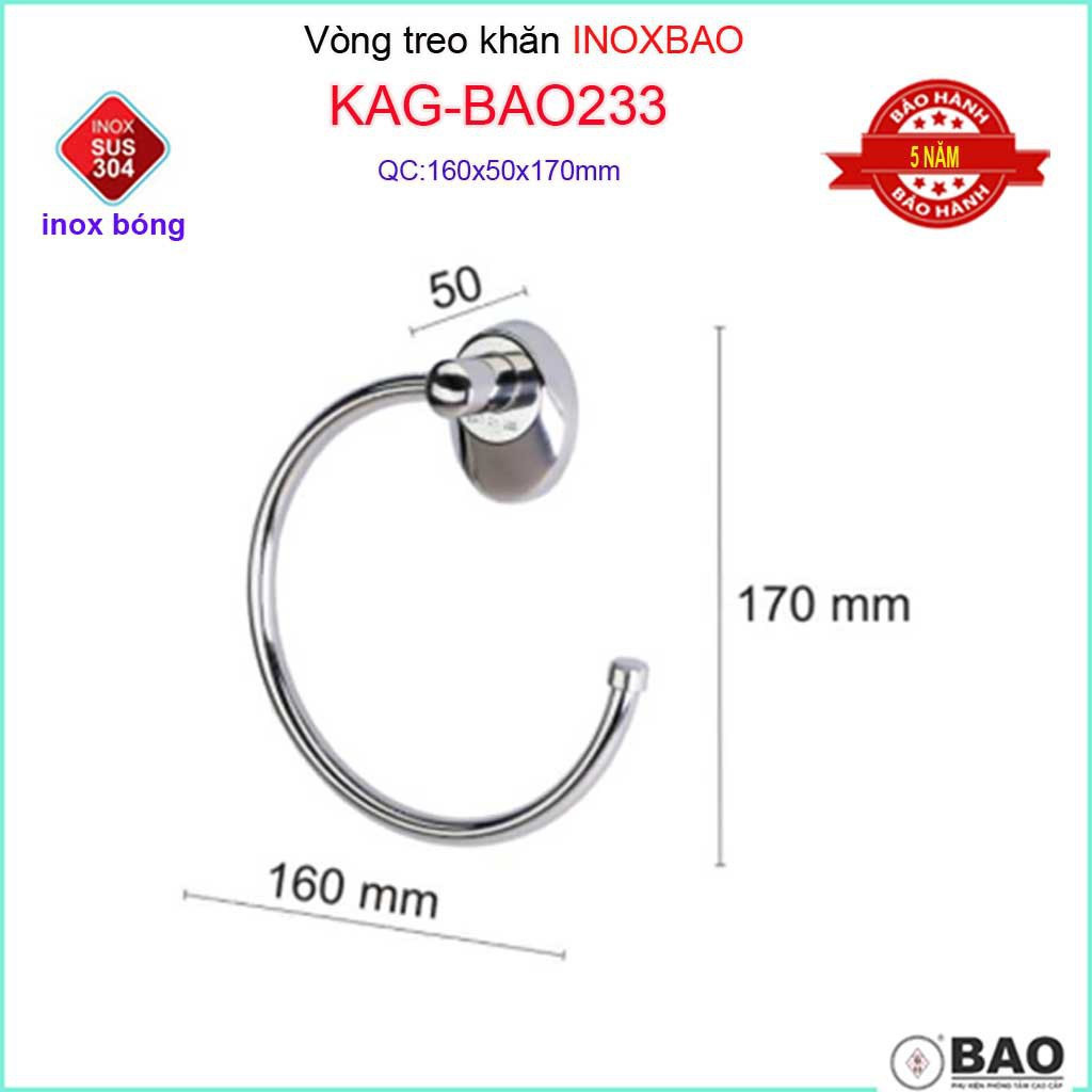 Vòng treo khăn Inox Bảo,máng khăn vòng Inox 304  KAG-BAO233