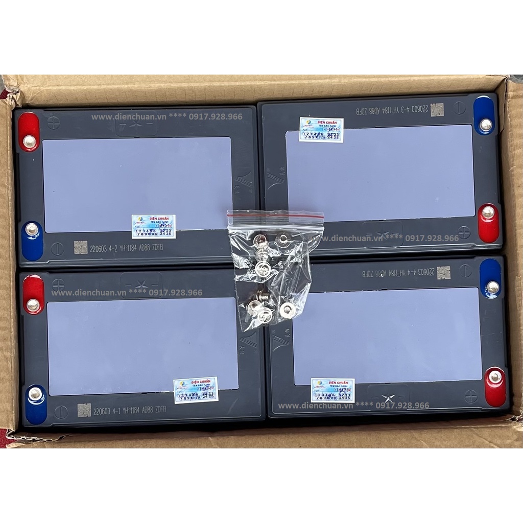 Một bộ 4 bình ắc quy xe đạp điện 48V 12Ah Tianneng 6-DZF-12 / Ắc quy Thiên năng hàng nội địa Trung Quốc