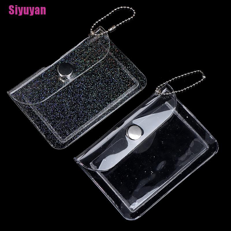 [Siyuyan] Bling Transparent ID Card Holder PVC Women Short Money Clip Wallet Coin Purse