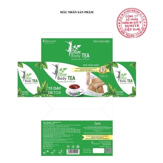 Trà giảm cân giảm mỡ bụng Slim Hami Body Tea thảo mộc giảm cân mỡ bụng cấp tôc an toàn hiệu quả hộp 25 túi lọc