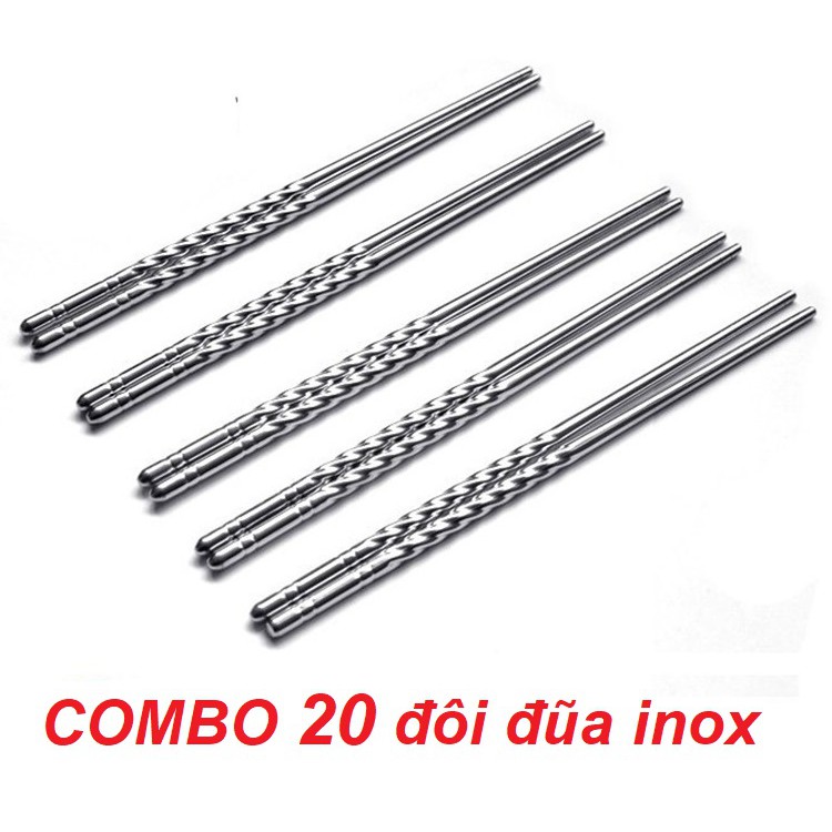 COMBO 20 ĐÔI Đũa inox bền đẹp