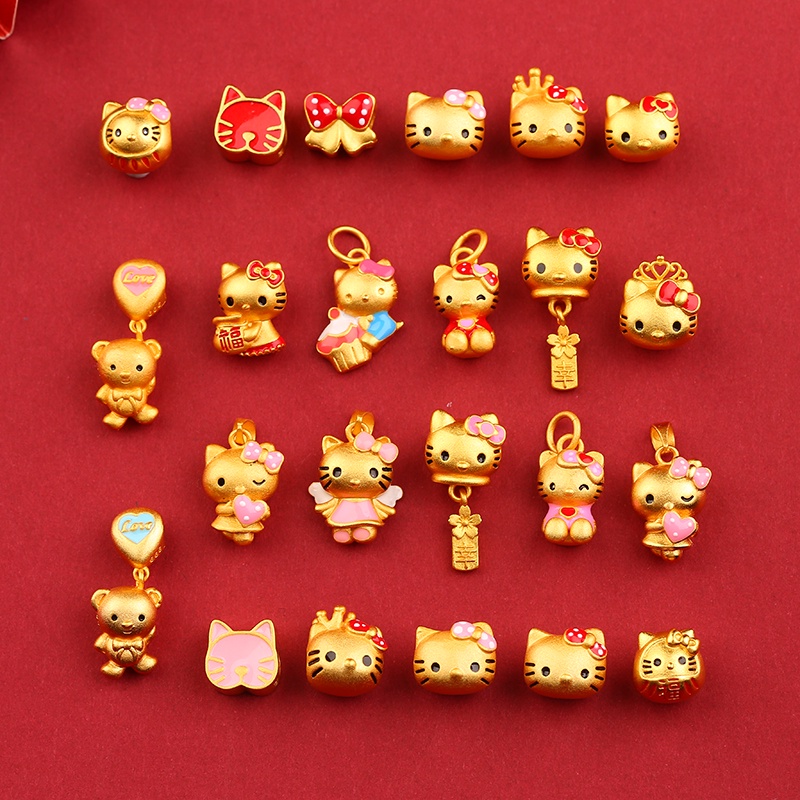 Hạt Xỏ Vòng Tay Mèo Hoạt Hình Màu Vàng Kim Không Gây Dị Ứng Chống Trượt diy