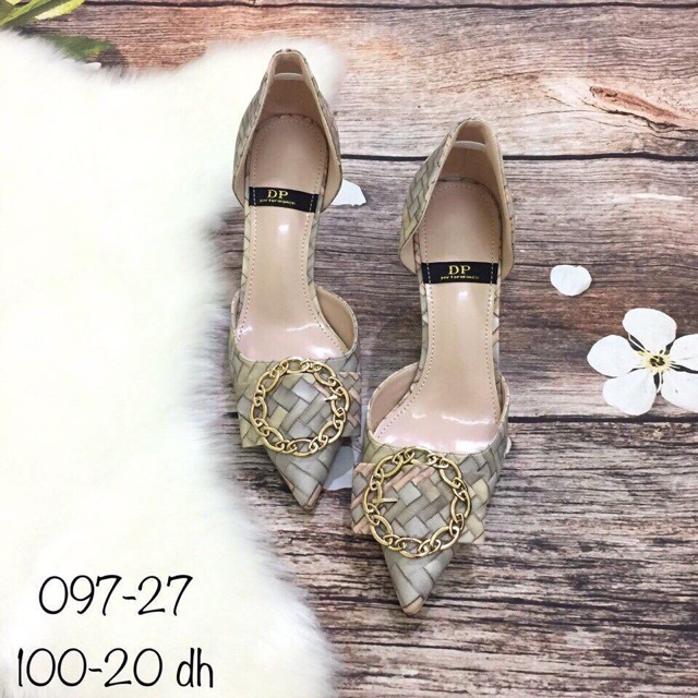 Giày ca rô mũi nhọn size 1,5 (5 phân, gót vuông,quảng châu full box)