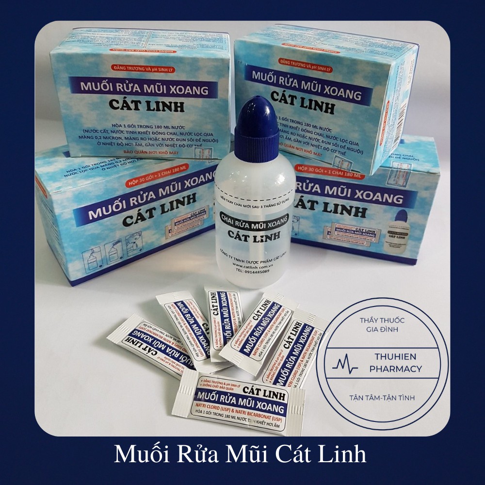 [Chính hãng] Muối rửa mũi xoang Cát Linh mẫu cũ-Muối vệ sinh, ngăn ngừa các bệnh đường hô hấp (Hộp 30 gói và 50 gói)