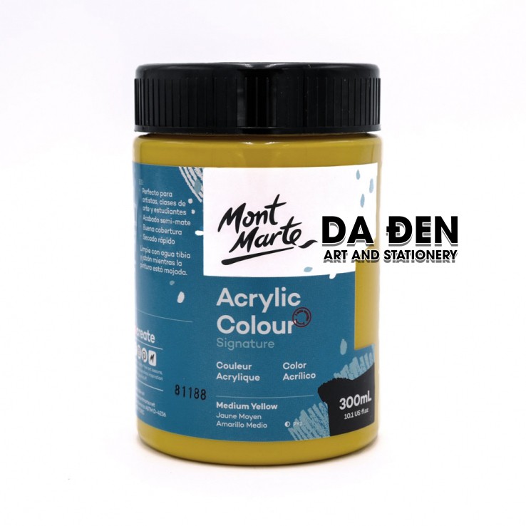 [DA ĐEN] Màu Mont Marte Signature Acrylic Colour 300ml (10.1-oz) - Medium Yellow