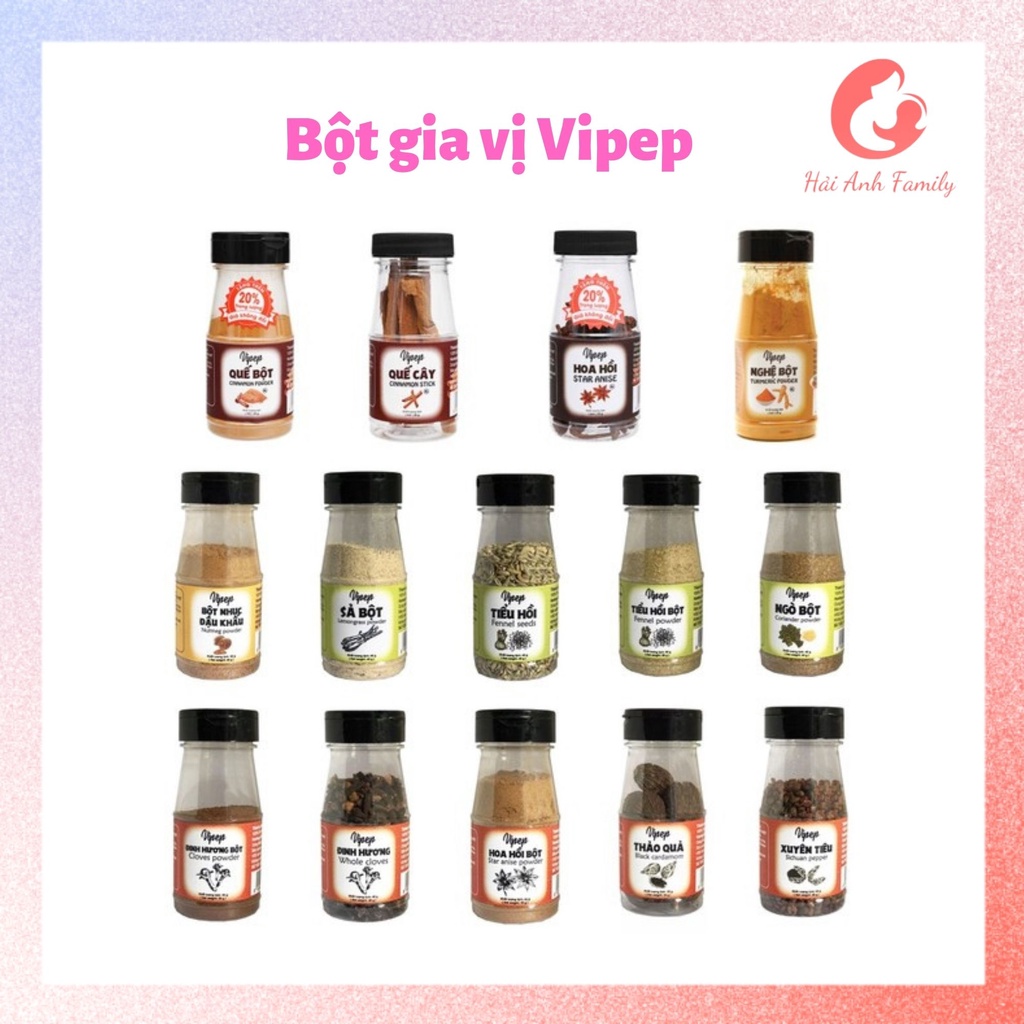 Bột Gia Vị Vipep Nấu Ăn Tồng Hợp Tự Nhiên Cho Gia Đình/Hữu Cơ Cho Bé ( Bột Hành, Bột Tỏi, Bột Ớt, Bột Nghệ...)