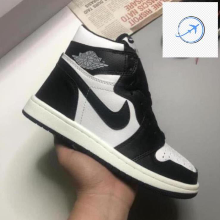 Giày Sneaker Nike Jordan Panda Cổ Cao, Giày JD1 Thời Trang Nam Nữ Đen Trắng Bằng Da Cao Cấp .em1 [ : " '