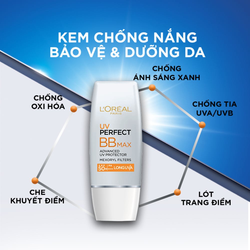 Kem chống nắng trang điểm L＇oreal UV Perfect BB Max SPF50+/PA++++Long UVA 30ml