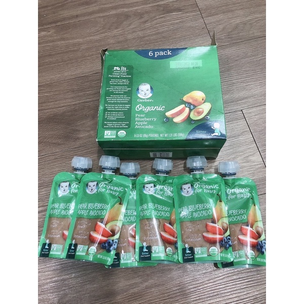 Trái Cây Nghiền Organic dạng túi GERBER Mỹ