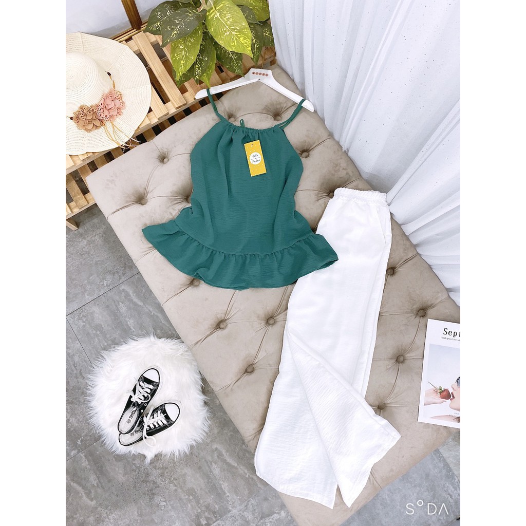 Set đồ nữ cá tính, set quần lửng áo dây đi chơi sang chảnh mùa hè đẹp 8A00085 THVVN | BigBuy360 - bigbuy360.vn