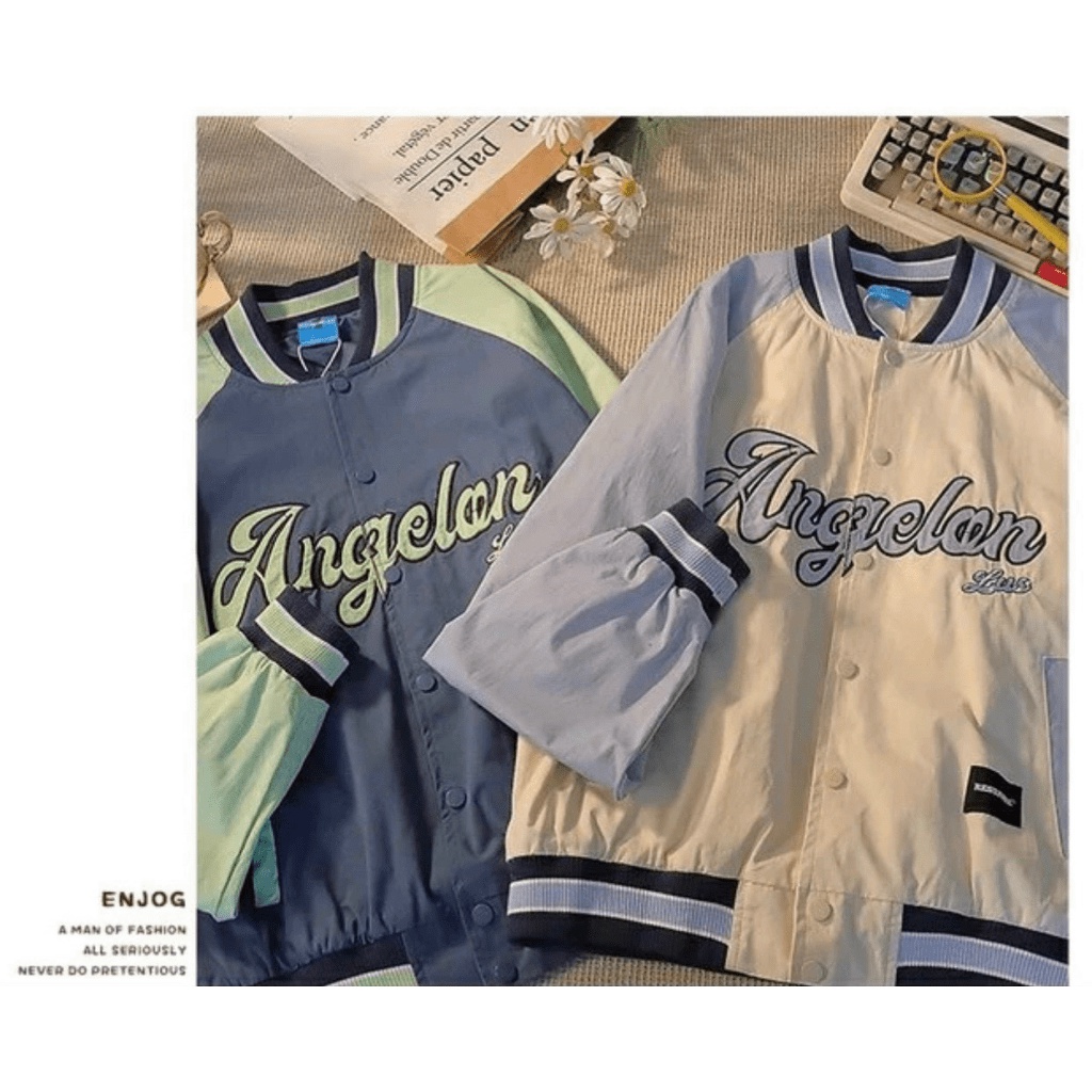Áo khoác dù Bomber bóng chày thêu Chữ Nổi ANGEL From Rộng Mẫu Mới- TP256 [NewUnisex]