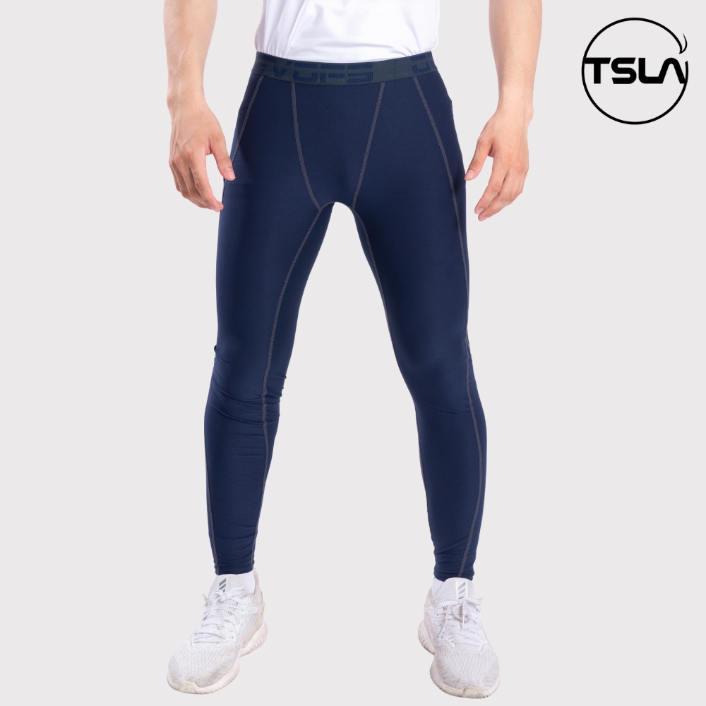 Quần giữa nhiệt nam legging dài chất poly nhẹ thoáng khí co giãn 4 chiều ôm body bó cơ chạy bộ fitness work out DEL1005