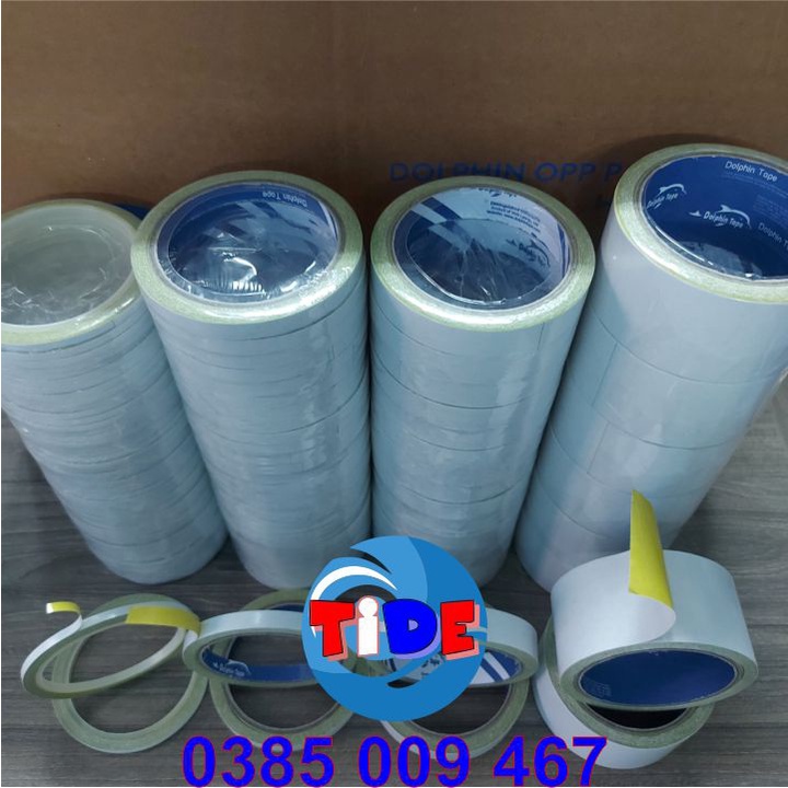 Băng dính 2 mặt dầu vàng thêu bản rộng 5/10/18/47mm – Dùng trong công tác VPP, dán hồ sơ, bao thư, bưu thiếp...