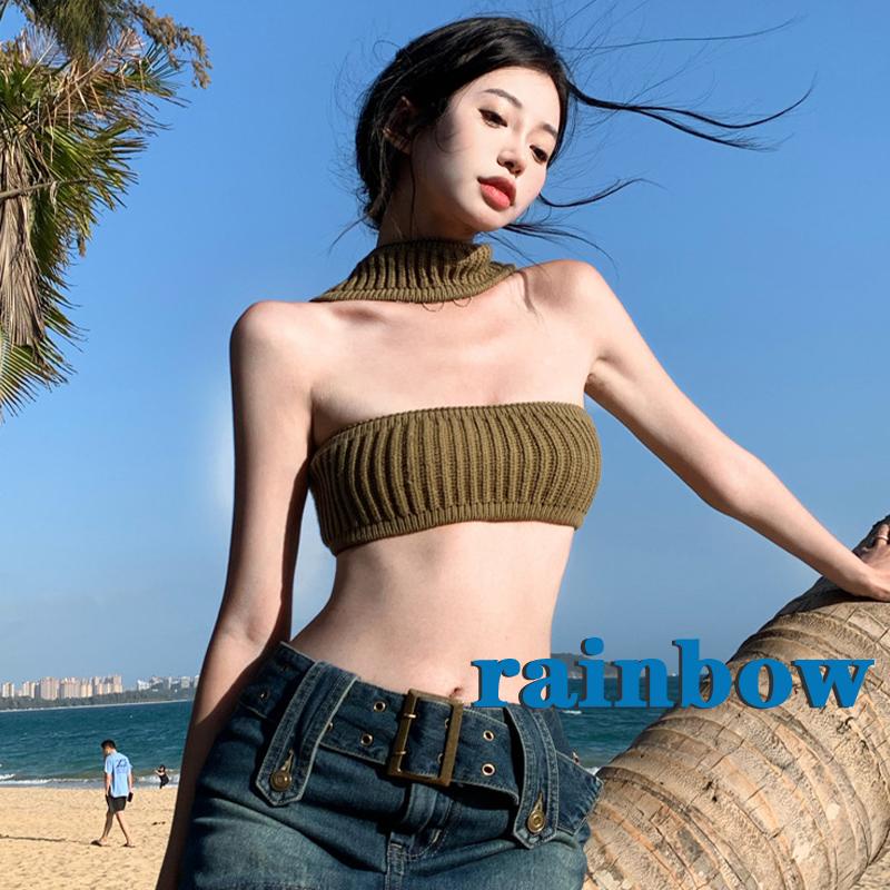 Áo Croptop Dệt Kim Sát Nách Hở Lưng Màu Trơn Thời Trang Mùa Hè Cho Nữ