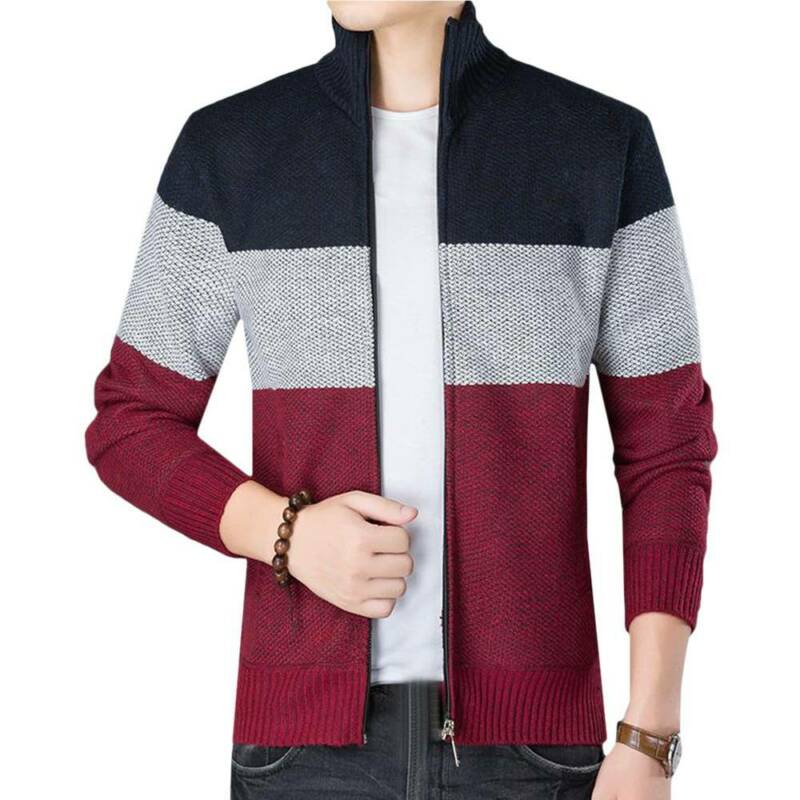Áo Khoác Cardigan Dệt Kim Phối Khoá Kéo Cho Nam