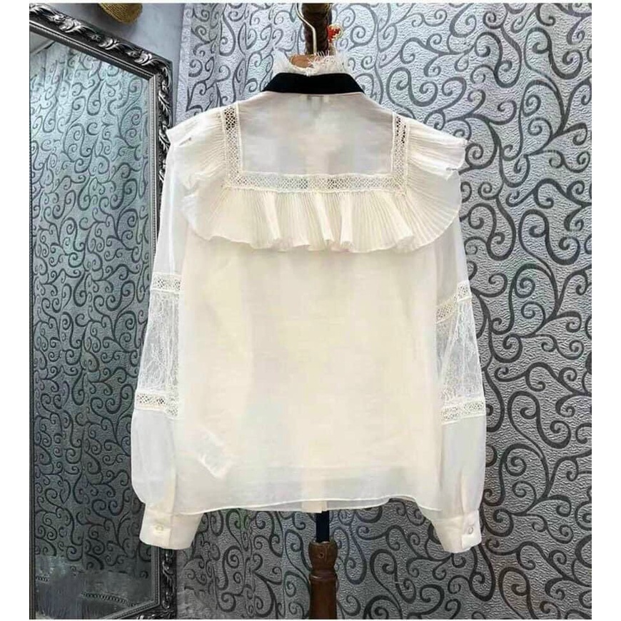 Áo sơ mi ren cột nơ phong cách tiểu thư thành đạt - Hàng loại 1