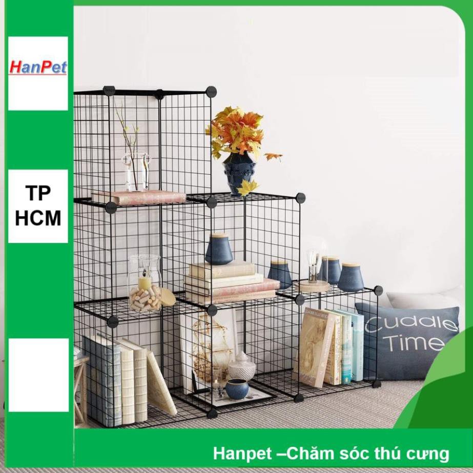 Hanpet.GV- Chuồng quây chó mèo sóc thỏ 12 Miếng (11 sắt + 1 cửa + chốt)  Chuồng quây chó mèo