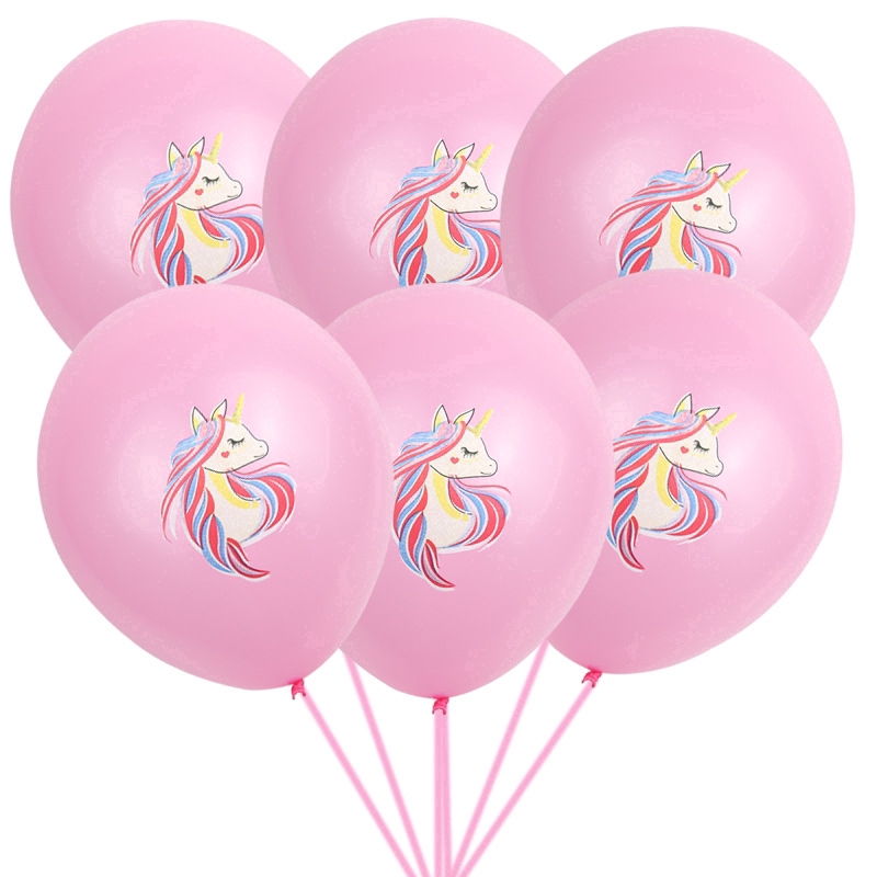 5 Bong bóng latex 12 inch hình kì lân màu hồng/trắng