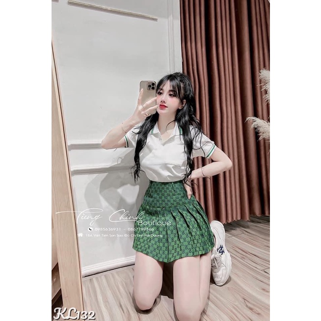 Set áo polo mix chân váy cực xinh