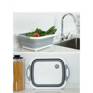 Bộ thớt kèm chậu gấp gọn thông minh đa năng - chậu rửa rau kết hợp thớt thông minh