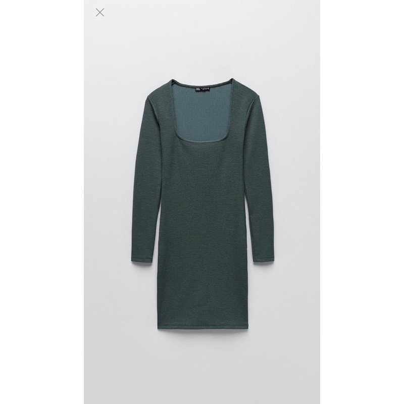 Váy thun tăm cổ vuông Zarraa canh sale, ảnh thật