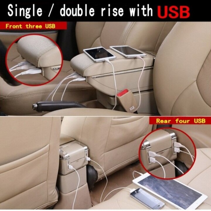 Hộp tỳ tay, đệm tỳ tay lắp cho xe ô tô Mitsubishi Xpander tích hợp 7 cổng USB, Armrest box for Mitsubishi Xpander