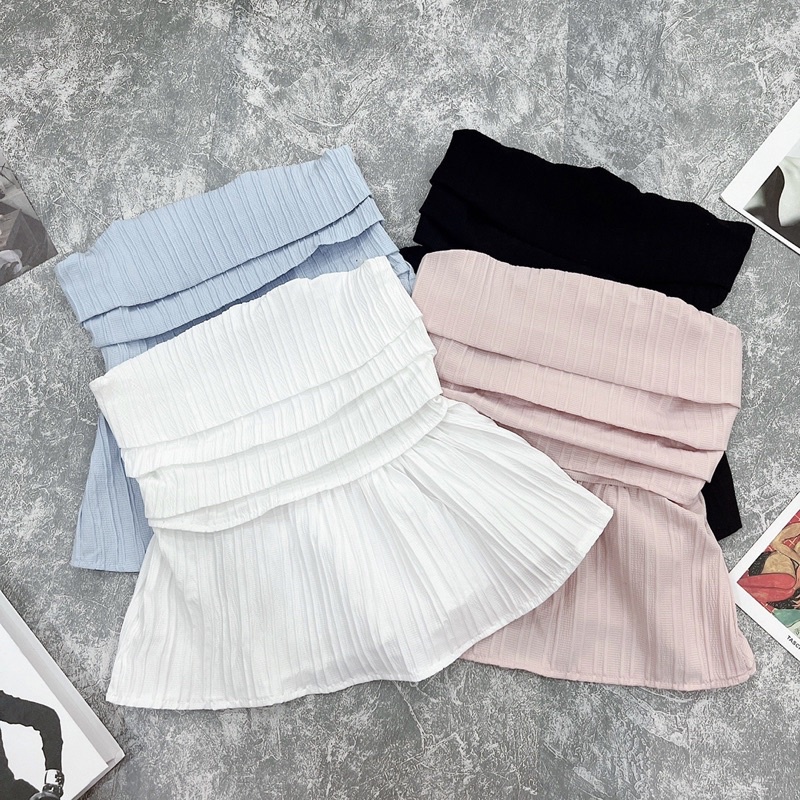 Áo ống xếp ly babydoll siêu nữ tính vải cao cấp mềm rũ - 25 Store