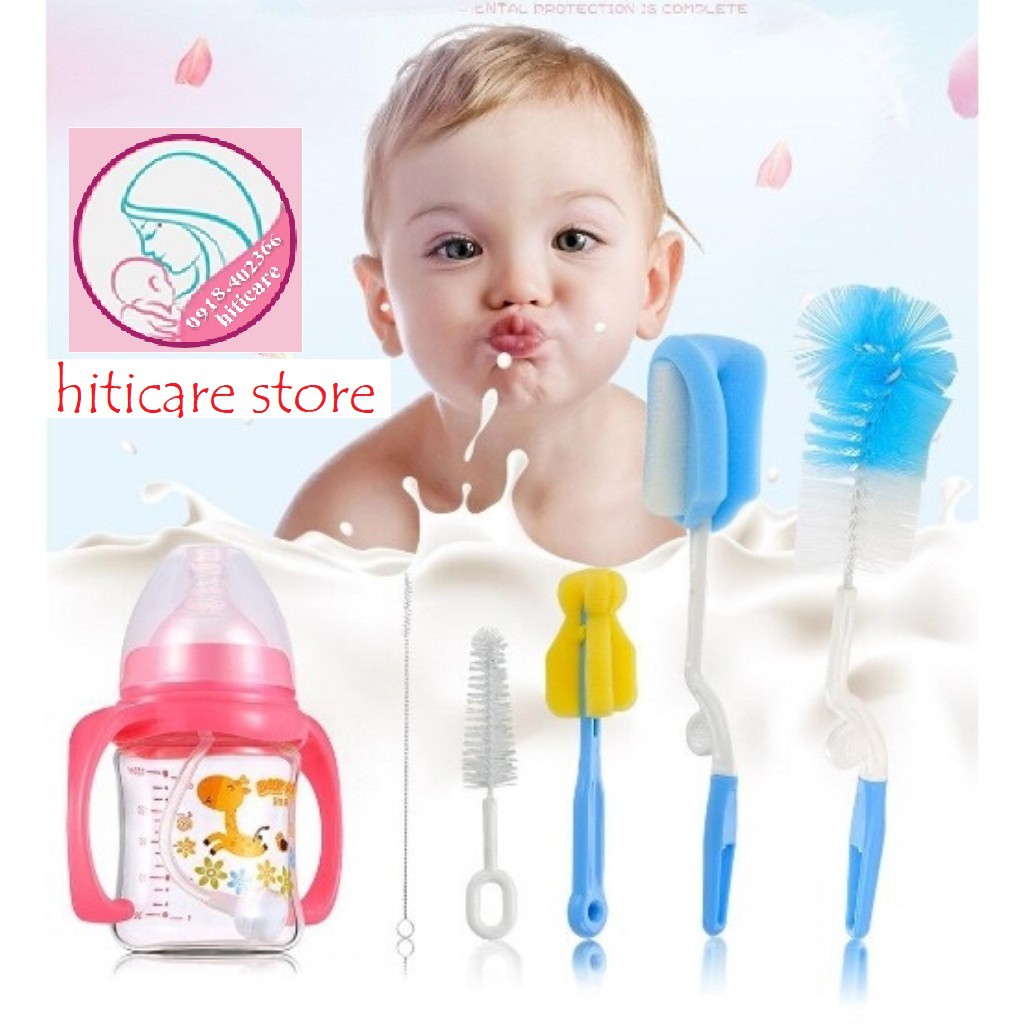 Bộ cọ rửa bình sữa và núm ty 5 món