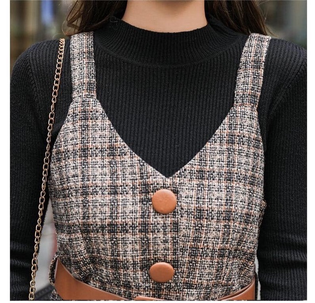 Sét váy dạ kèm belt