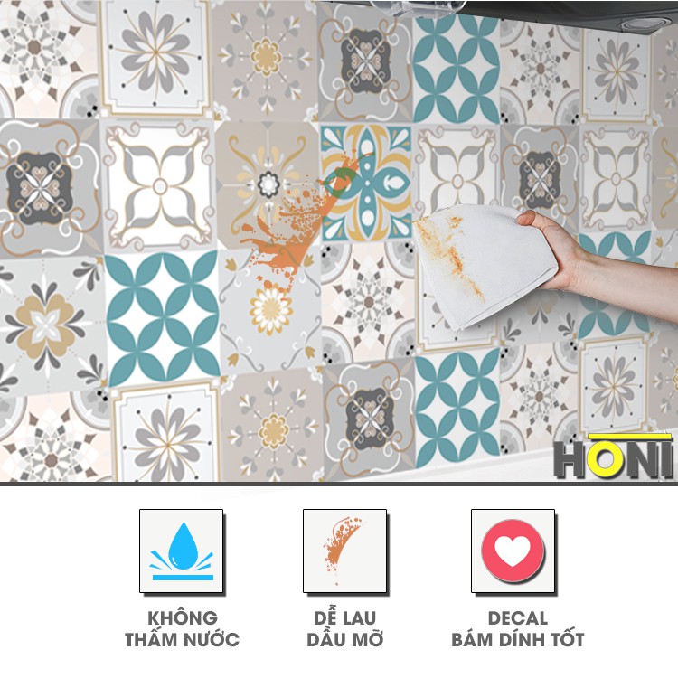 Decal Gạch Bông Trang Trí Bếp Phòng Ngủ - Giấy Dán Tường Gạch Bông 60x100cm - D04 D06