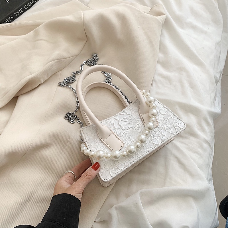 Túi Đeo Chéo Dáng Vuông Nhỏ Phối Dây Xích Thời Trang Hàn Quốc Cao Cấp