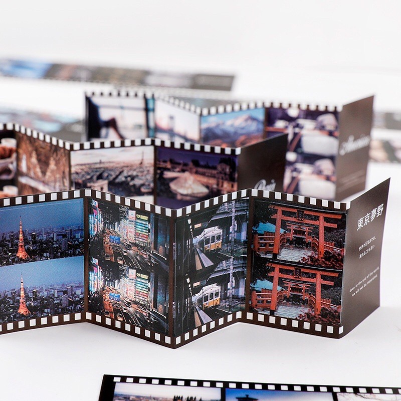 Bộ 4 dải sticker viền film dán trang trí chủ đề các địa điểm du lịch