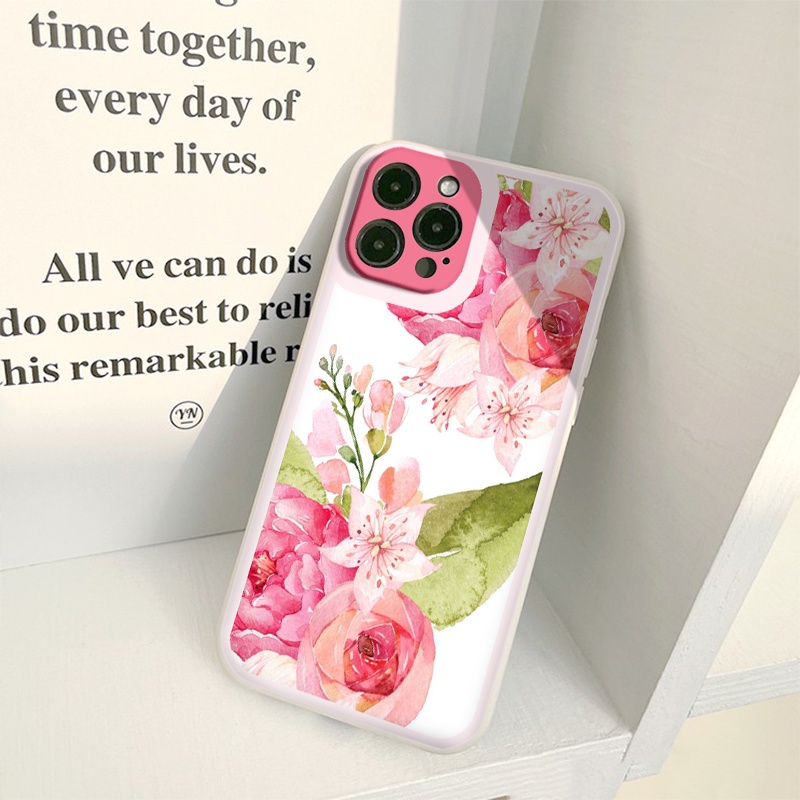 Ốp iphone Hoa Nghệ Thuật ốp lưng vuông bảo vệ camera iphone 6 7 8 plus x xr xsmax 11 12 13pro max tr225