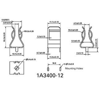 Đế cầu chì 5x20mm (chân sắt) lắp PCB - Bộ 20 cái