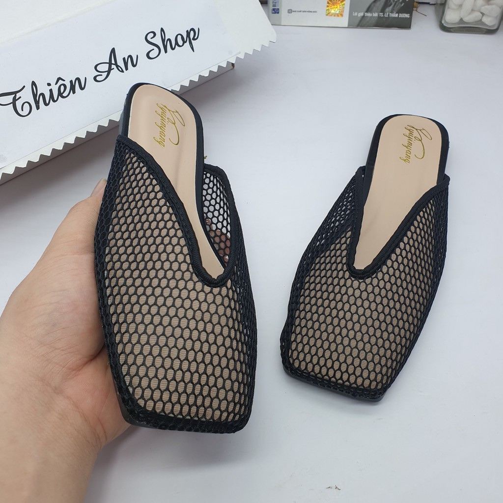 Sục lưới nữ - Dép lưới - sục lưới mũi vuông, thoáng khí Thiên An có 2 màu Đen và màu Be MS: TA01