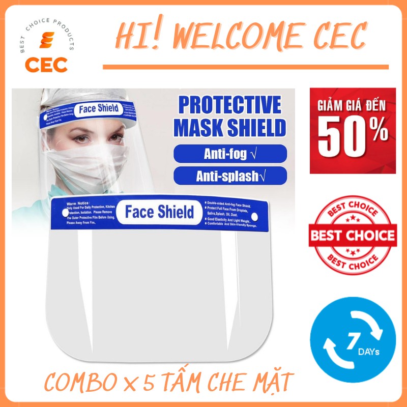 [Combo 5&amp;10] Tấm Che Mặt FACE SHIELD, Tấm Chắn Kính Xốp Chống Giọt bắn Bảo Hộ Phòng Dịch [CEC Store]