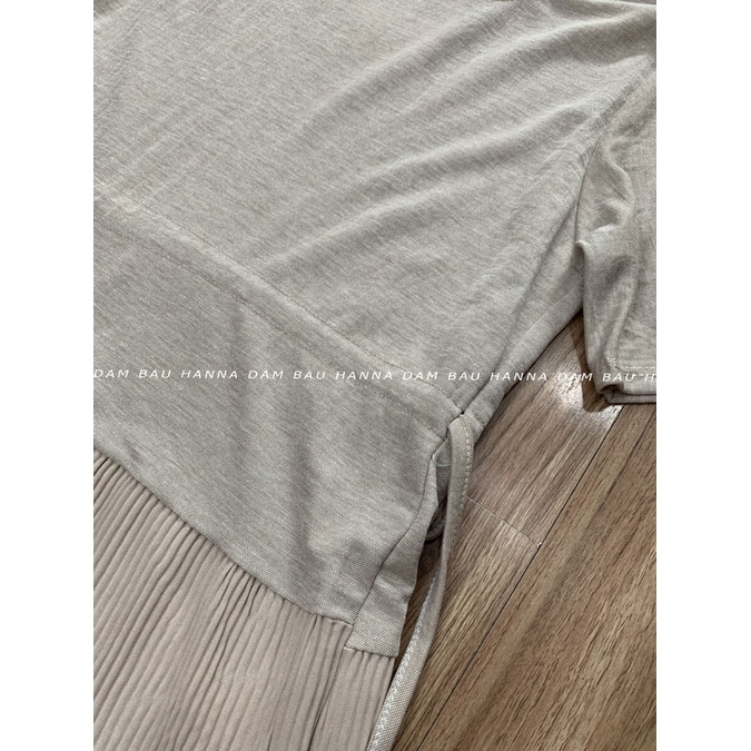 [HANNA] Đầm bầu thun cotton dập ly mặc bầu và sau sinh size 75kg co dãn thoải mái thoáng mát dáng dài dễ thương